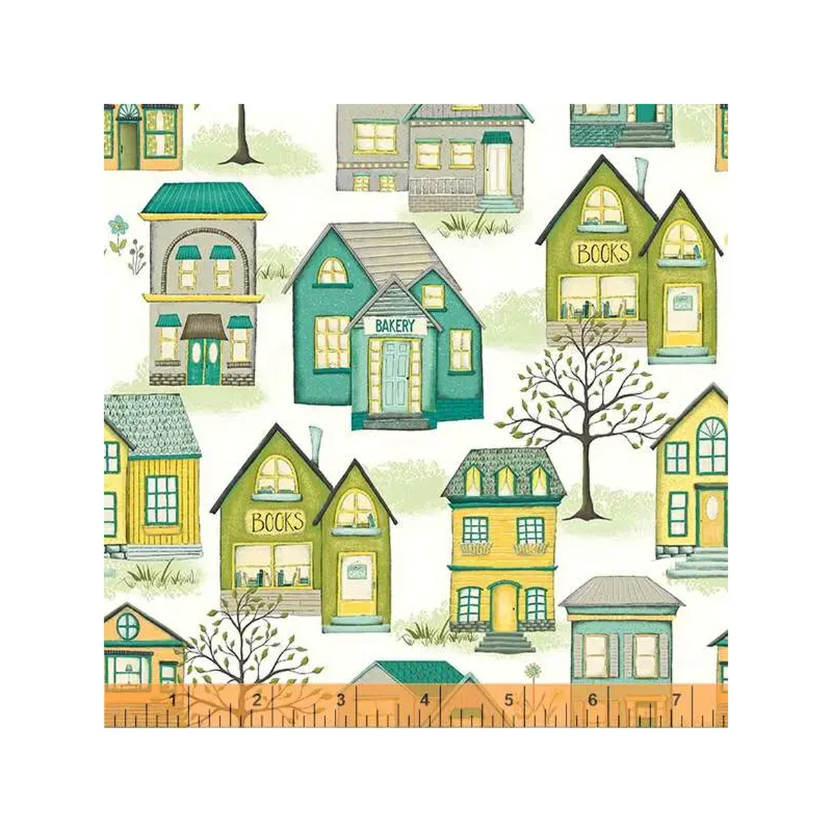 Be My Neighbor Terri Degenkolb FBTY 53158-1 Ivory Houses Cotton