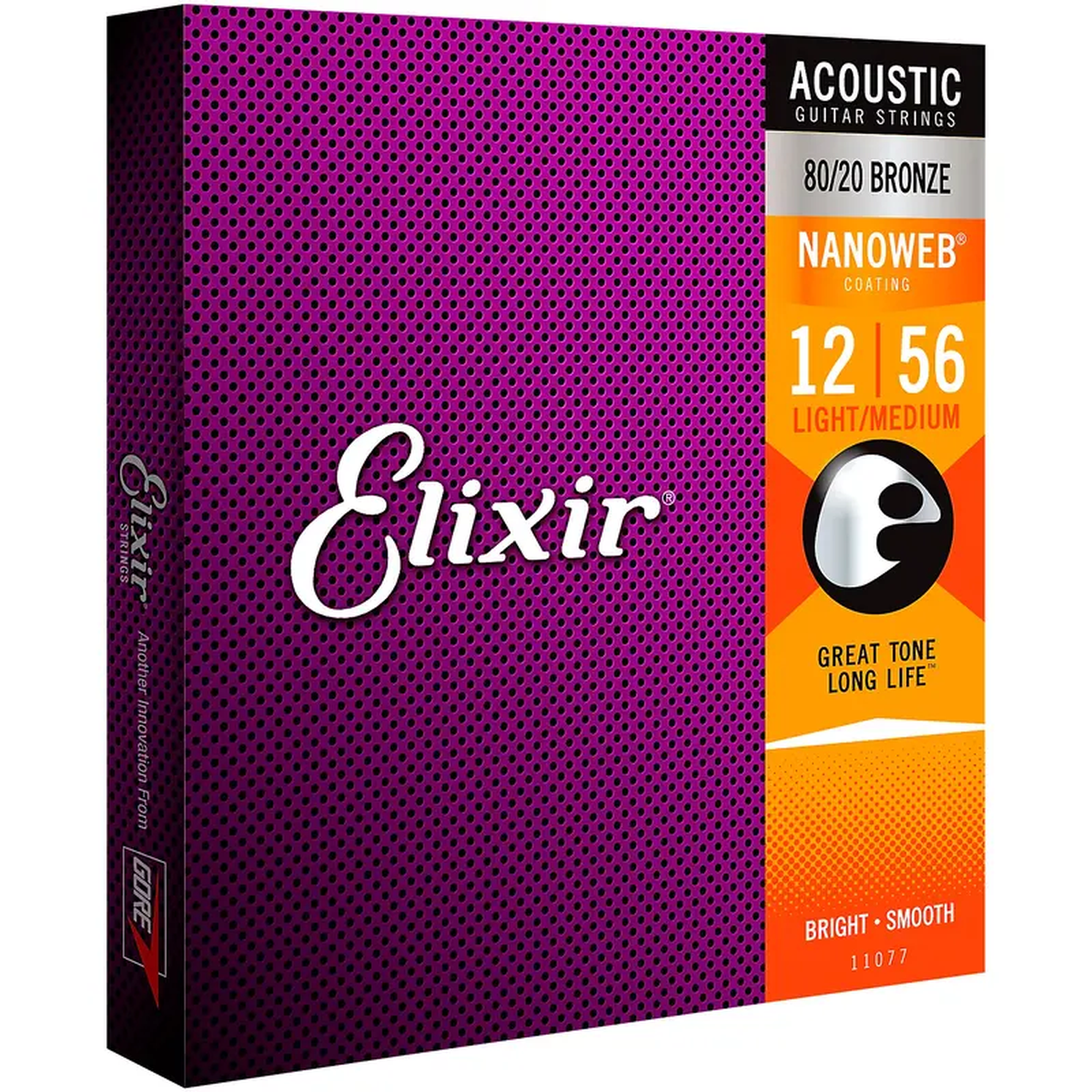 Elixir 8020 Bronze Acoustic Guitar Strings with NANOWEB Coating LightMedium (012-056)