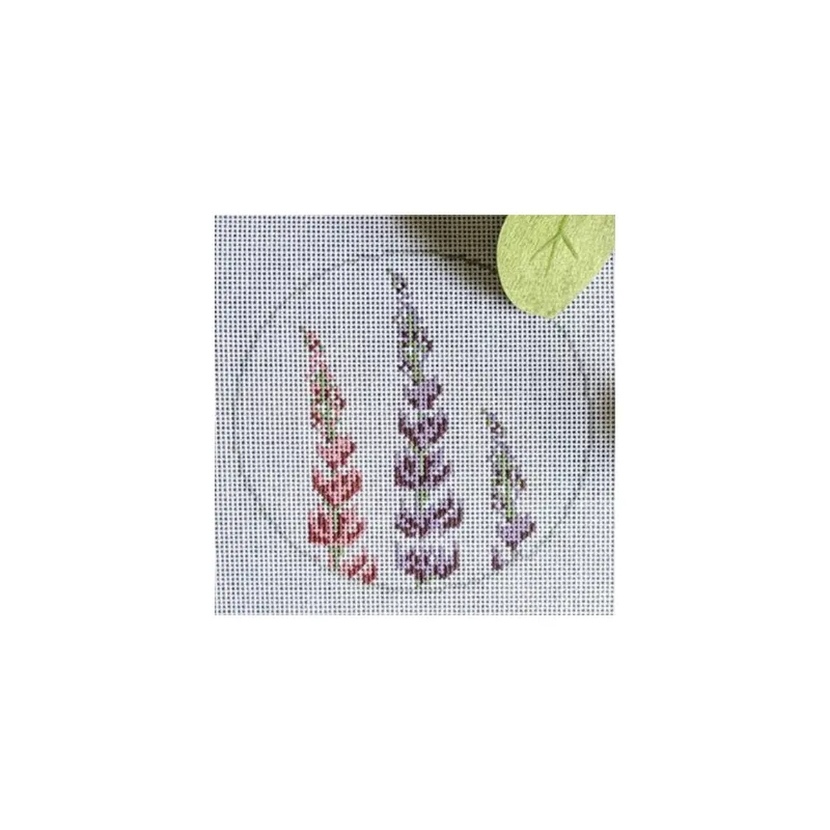 Fire and Iris Mini Lupine Round Needlepoint Canvas