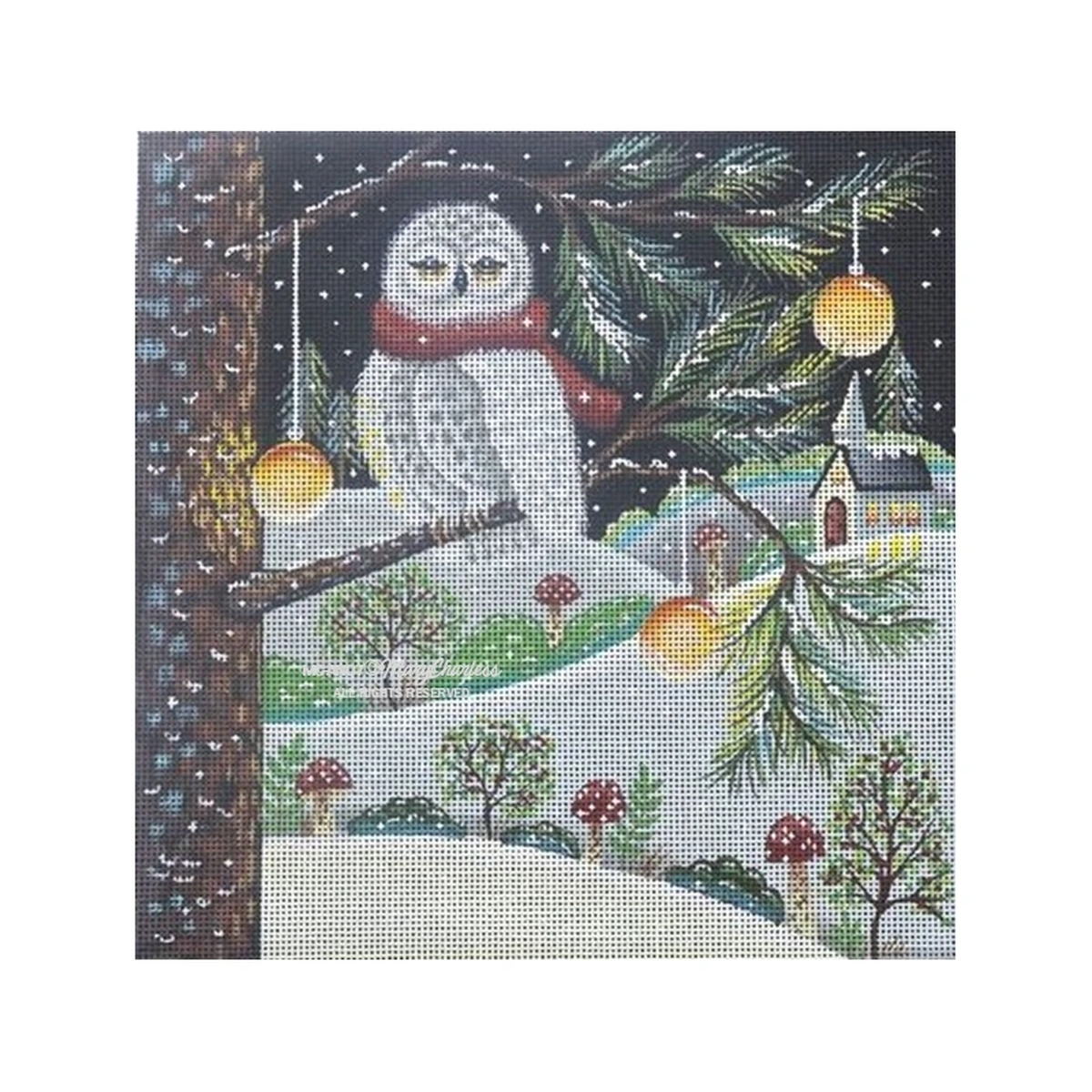 Painted Pony Designs Mary E Charles Woodland Owl Needlepoint Canvas