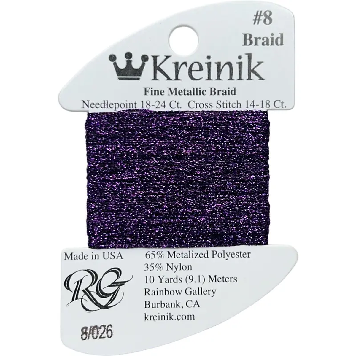 Rainbow Gallery Kreinik Fine Braid 8 8211 0026 Amethyst