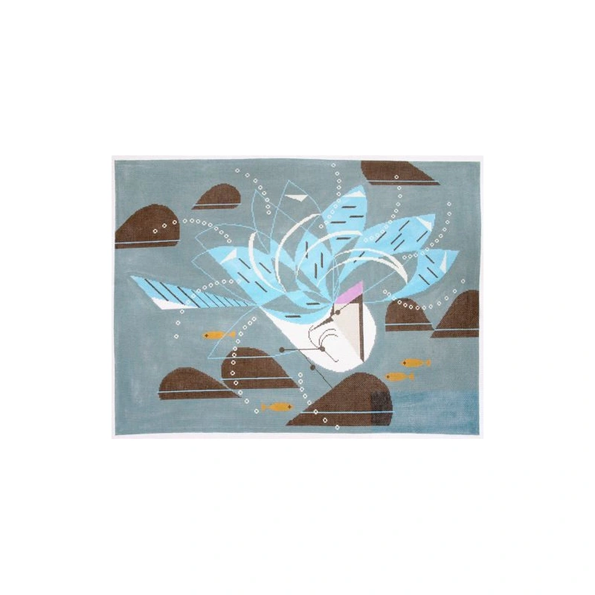Charley Harper Blue Jay Bathing Needlepoint Canvas