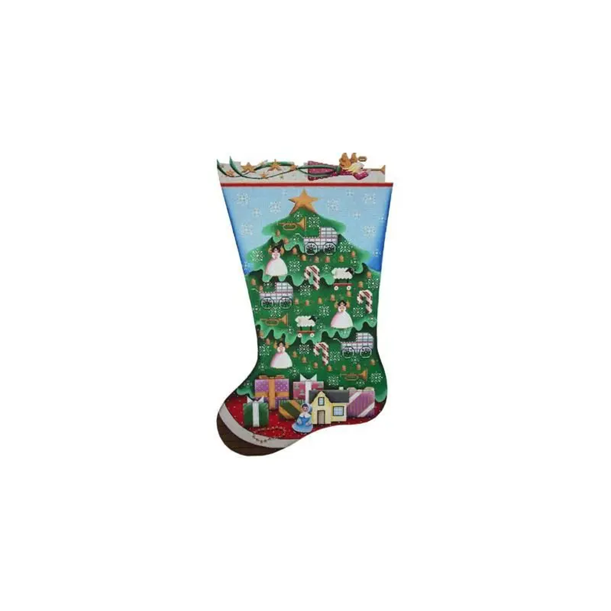 Rebecca Wood Designs Doll tree stocking 13M Needlepoint Canvas
