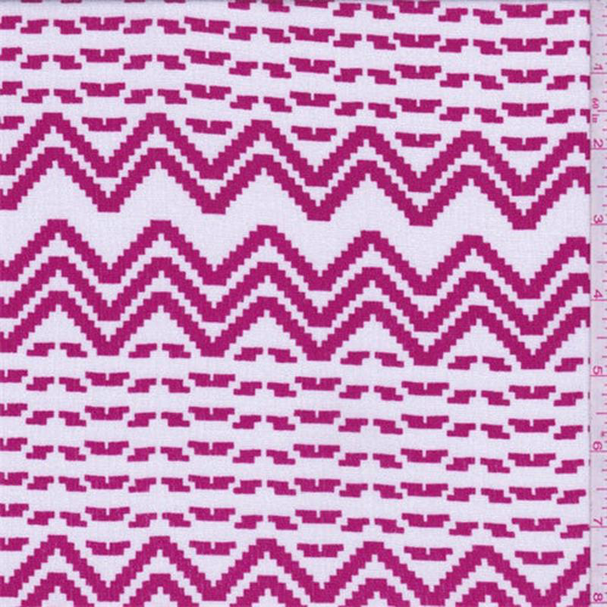 1 YD PC-WhiteRed Pixelated Stripe Rayon Crepe Fabric