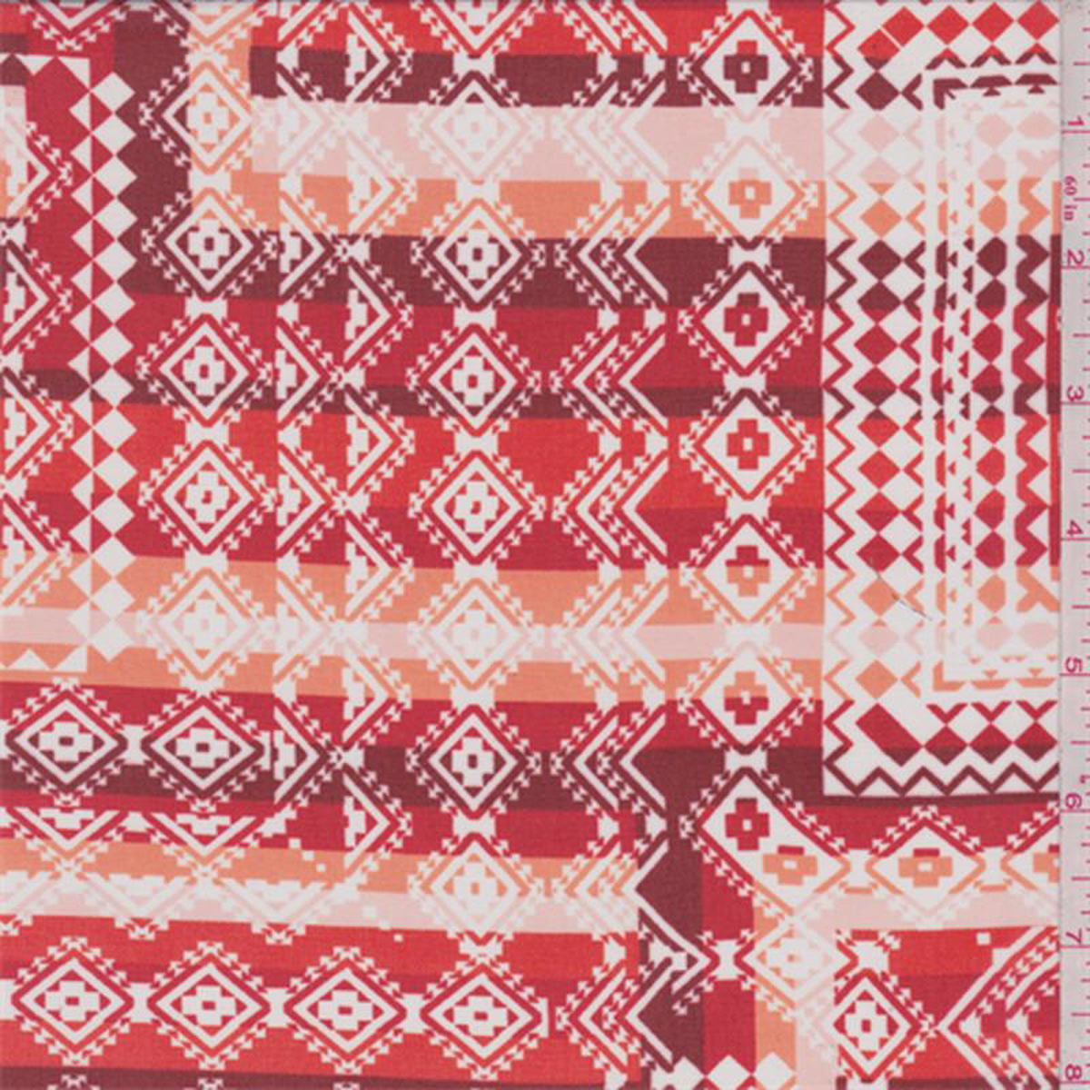3 12 YD PC-RedPinkWhite Aztec Print Hi Multi Chiffon Fabric