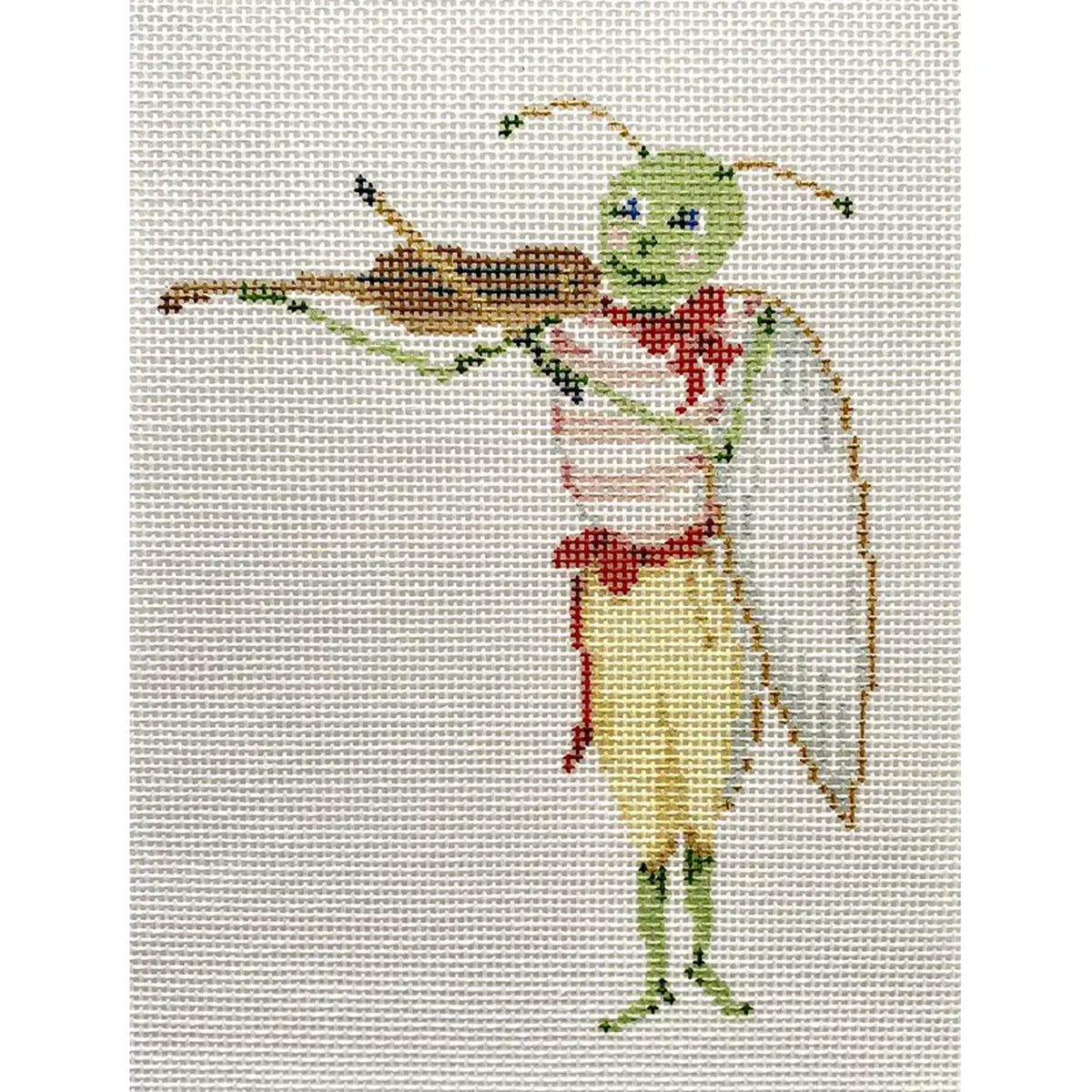 The Plum Stitchery Grasshopper 038 Fiddle Needlepoint Canvas