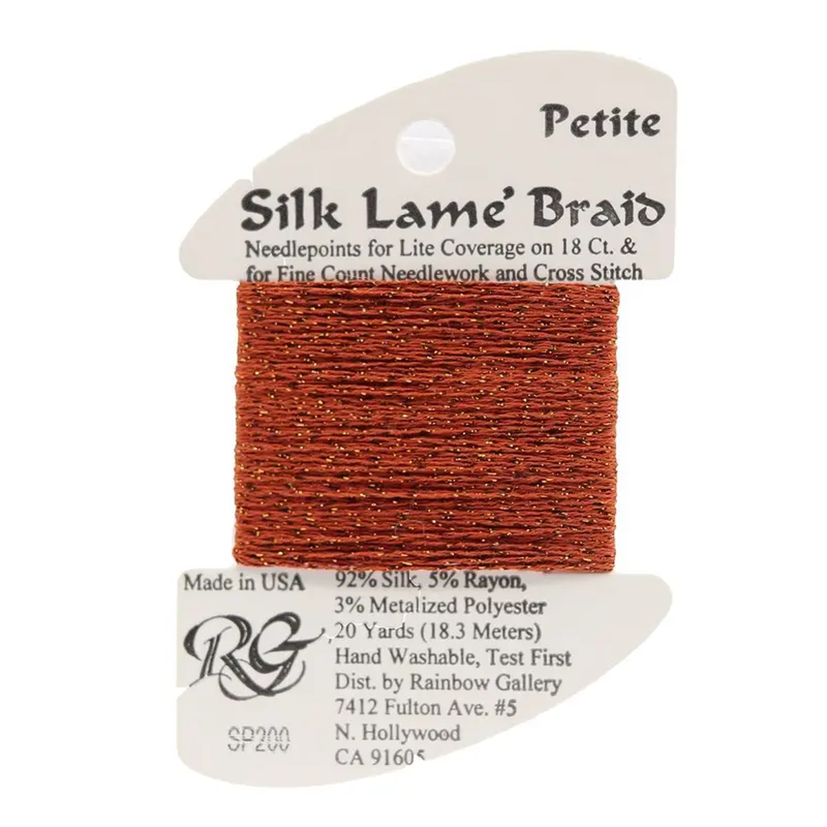 Rainbow Gallery Silk Lame Braid Petite 8211 200 Burnt Brick