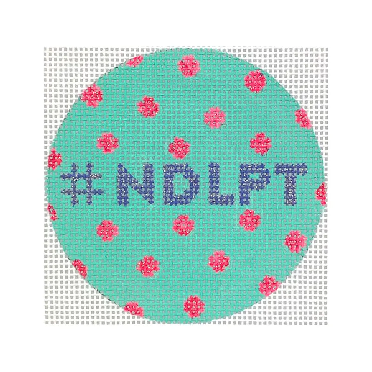 Kate Dickerson Needlepoint Collections NDLPT Round Insert On Turquoise Needlepoint Canvas 8211 3 Round