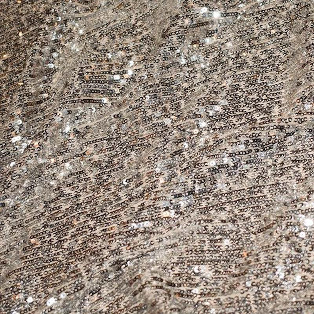 Metallic SilverBeige Famous Designer Sequined Mesh Fabric