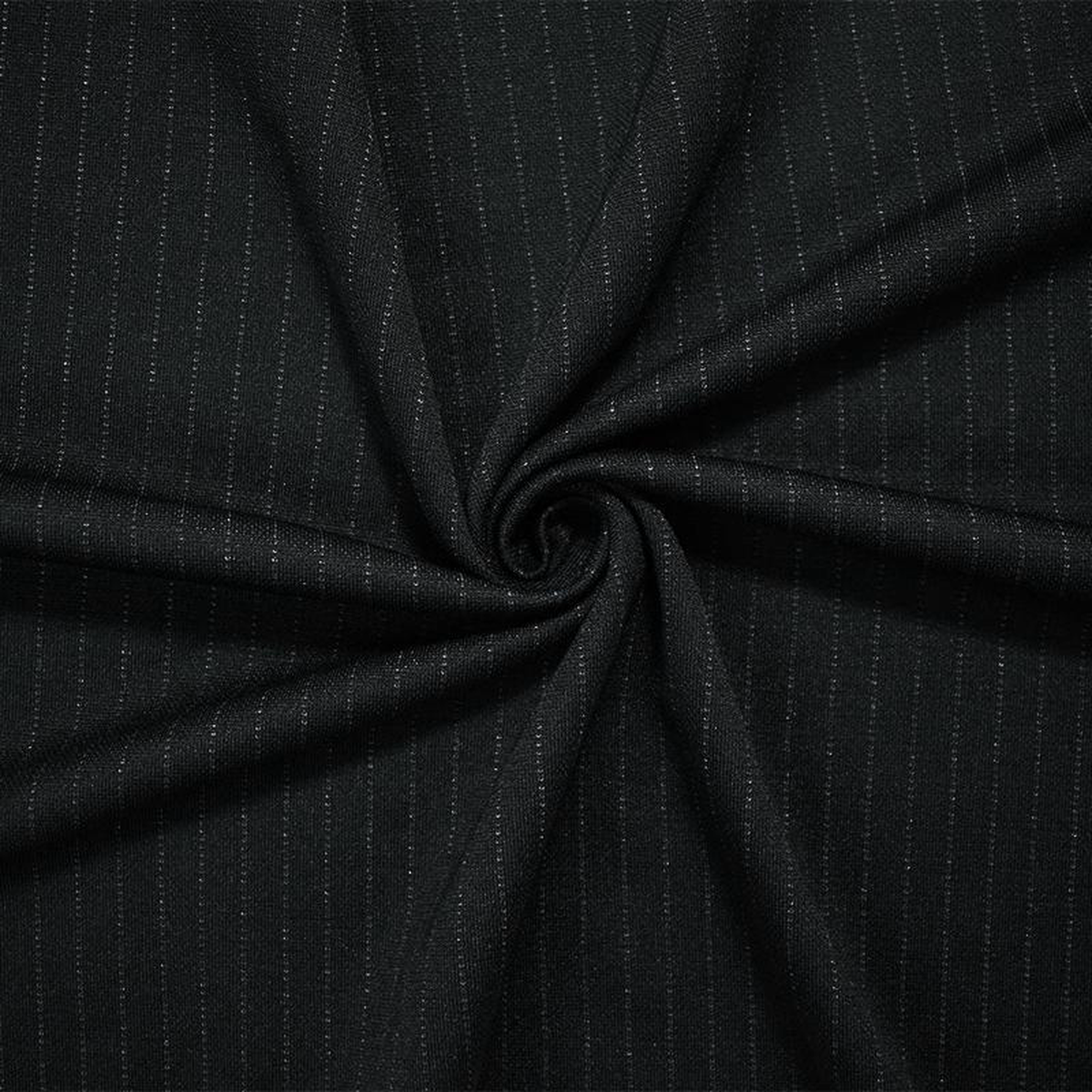Black-Gray Poly-Rayon-Wool Japanese Vertical Striped Double Knit Fabric