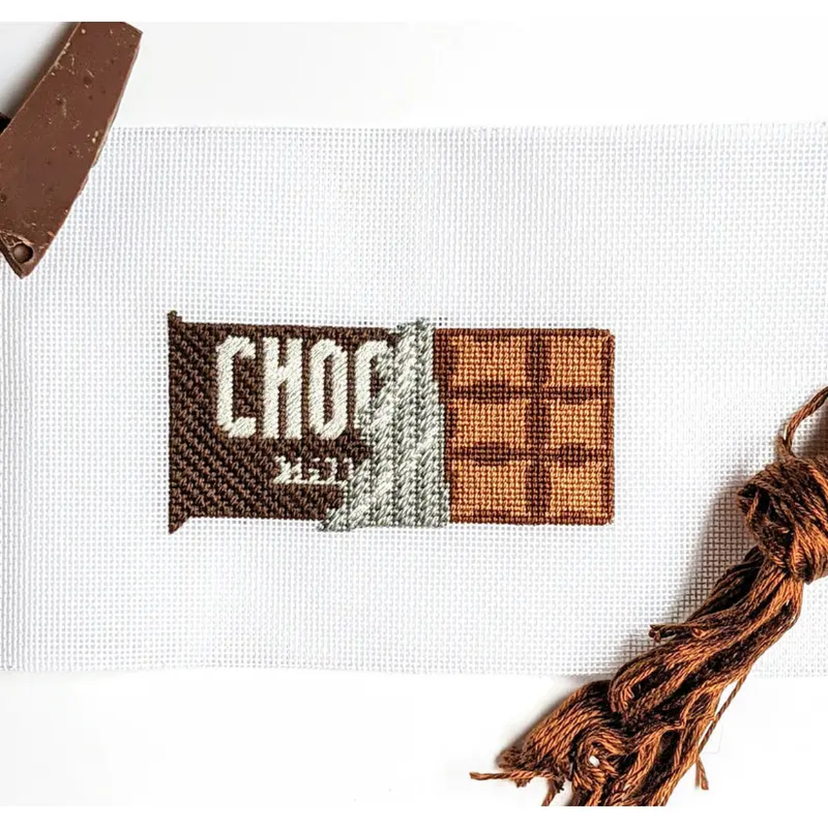Fire and Iris Chocolate Bar Needlepoint Canvas