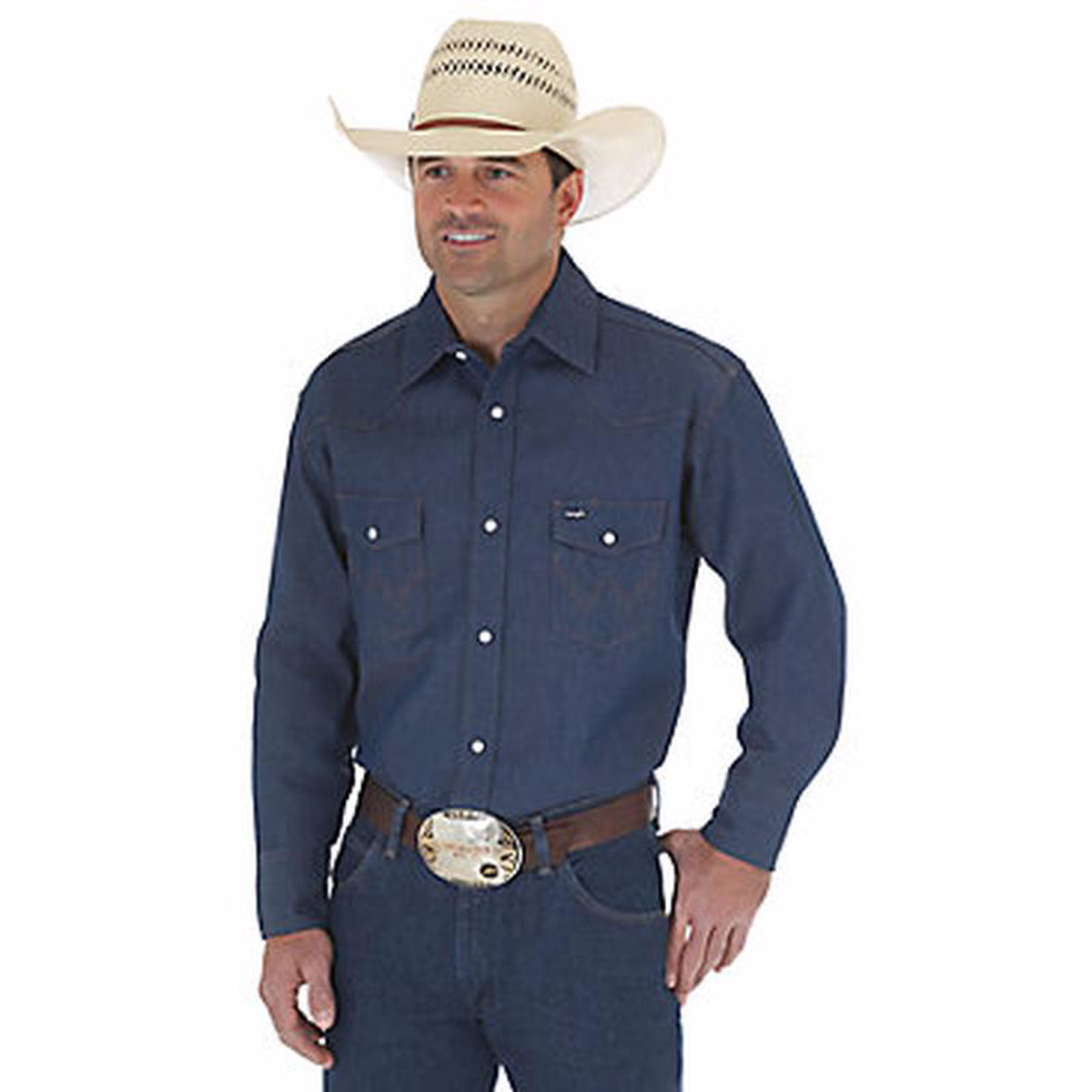 Wrangler Cowboy Cut Long Sleeve Work Shirt 70127MW Denim