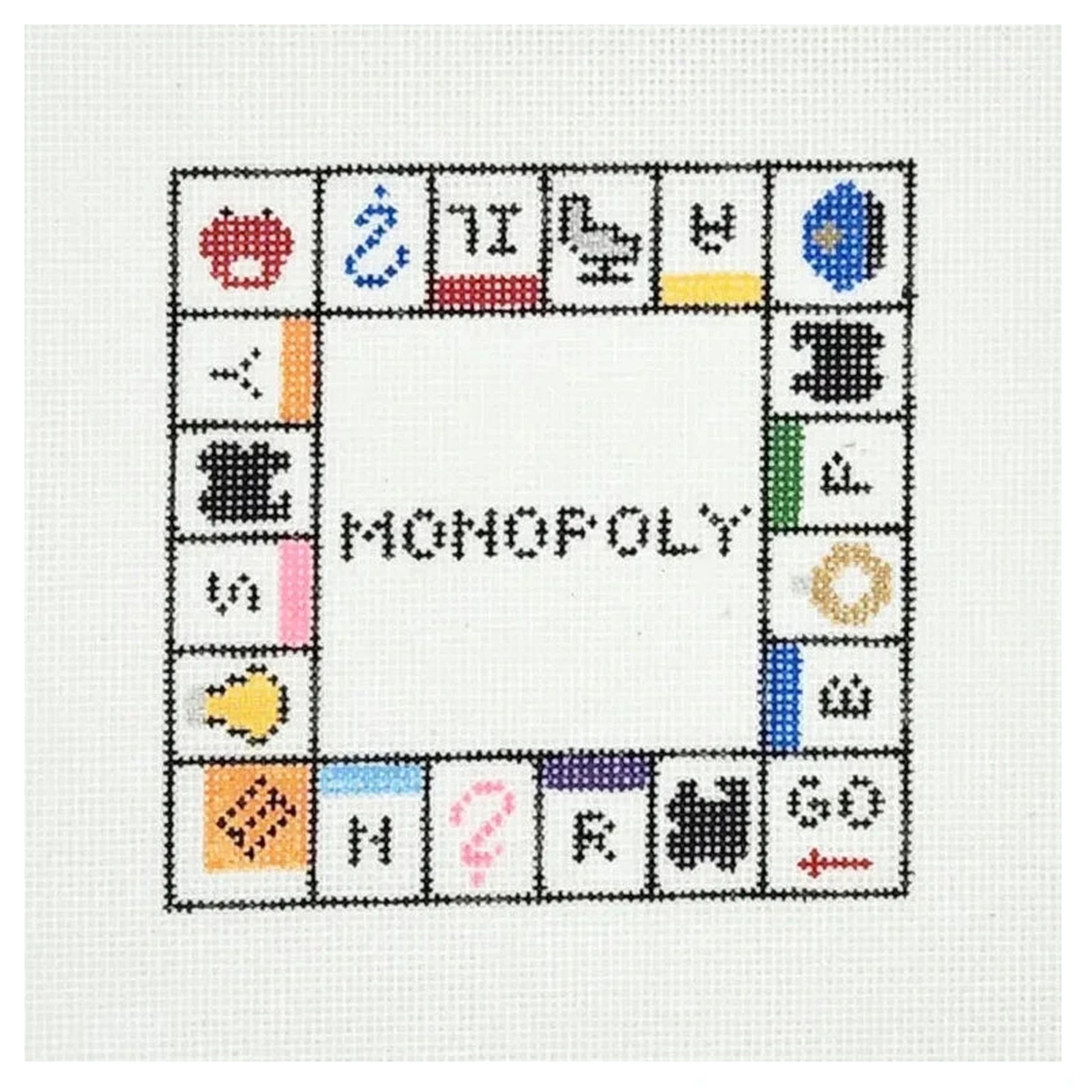 Silver Stitch Needlepoint Mini Monopoly Needlepoint Canvas