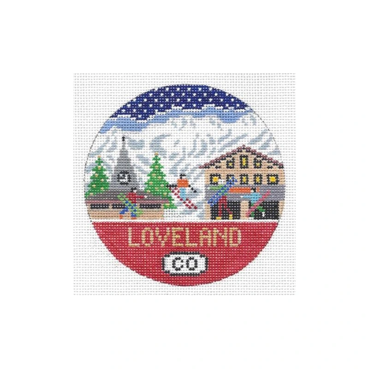 Doolittle Stitchery Loveland Travel Round Needlepoint Canvas