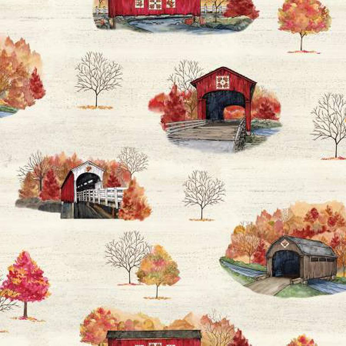 Covered Bridges in Fall Main Cream CD16210R-CREAM