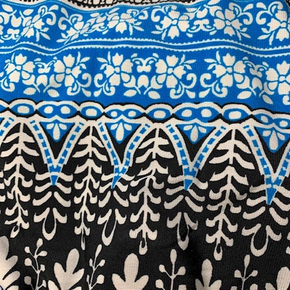 BlackAquaWhite Deco Matte Jersey Knit Fabric