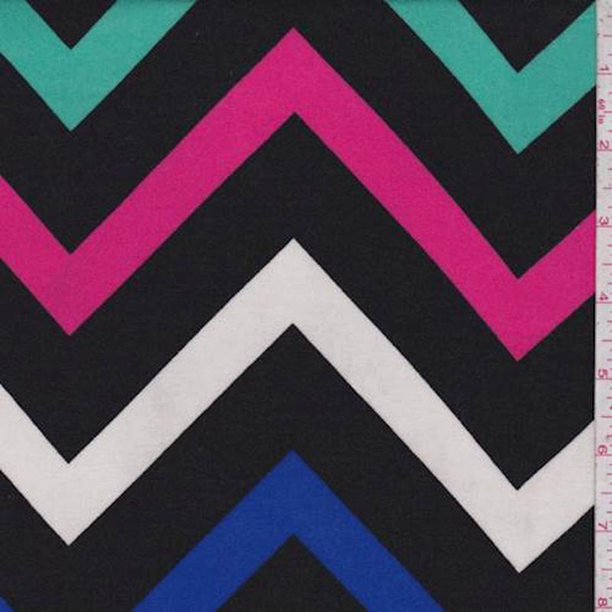 1 12 YD PC-Black Multi Chevron Rayon Challis Fabric