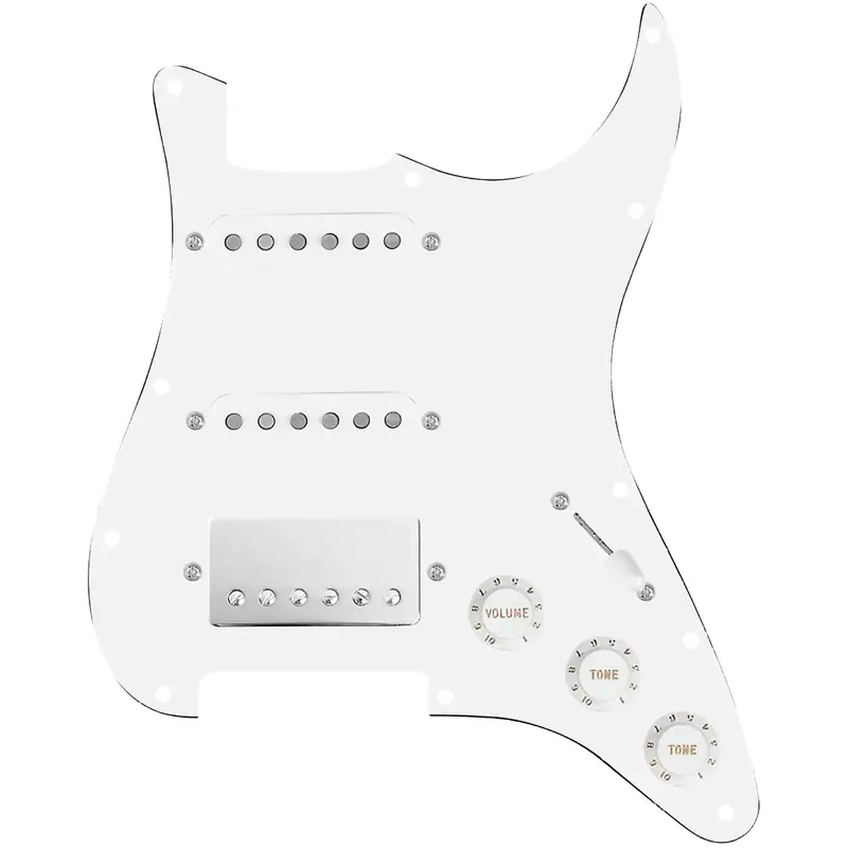 920D Custom HSS Loaded Pickguard For Strat With A Nickel Smoothie Humbucker White Texas Vintage Pickups and White Knobs