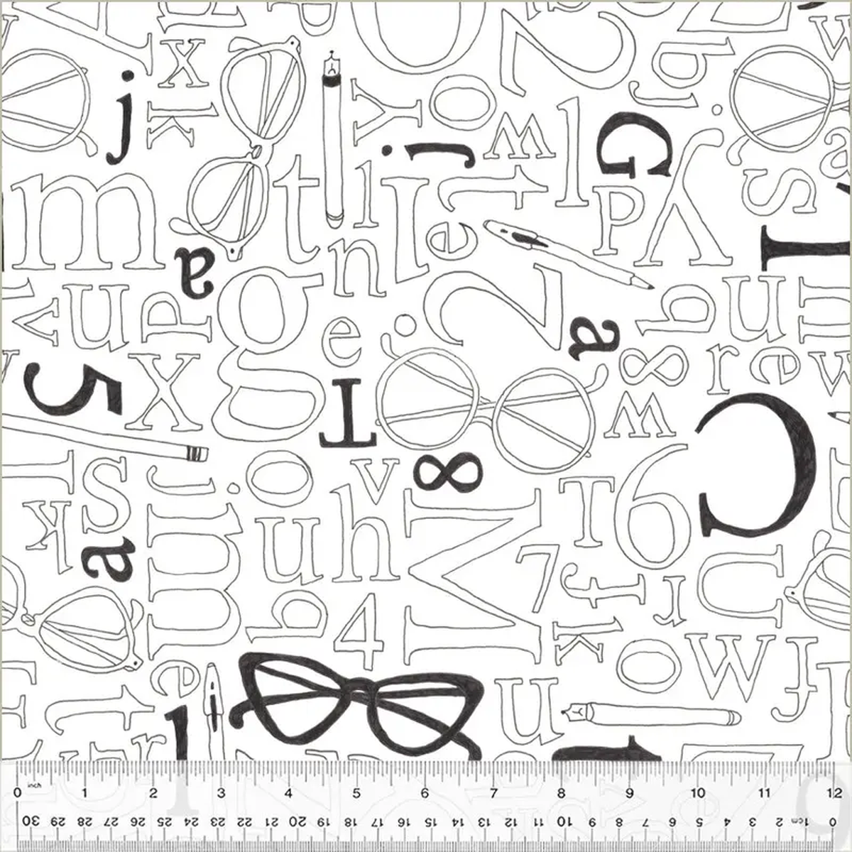 1088221 Quilt Back Sara Fielke 50171-3 White Word Play Cotton
