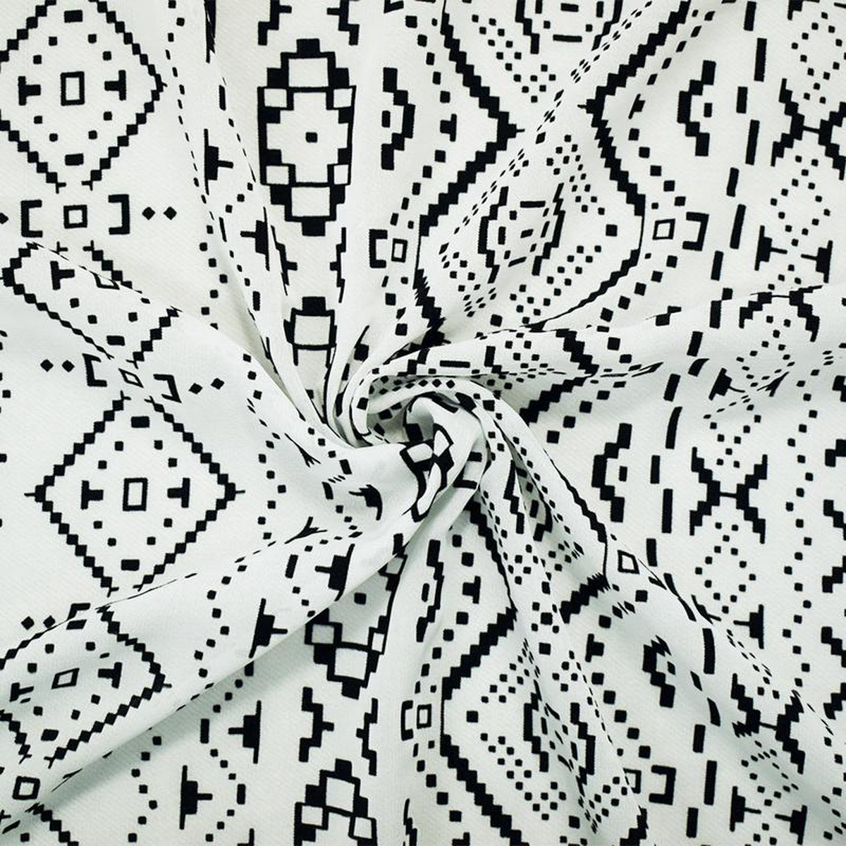 White-Black Polyester Aztec Velvet Flocked Printed Chiffon Woven Fabric
