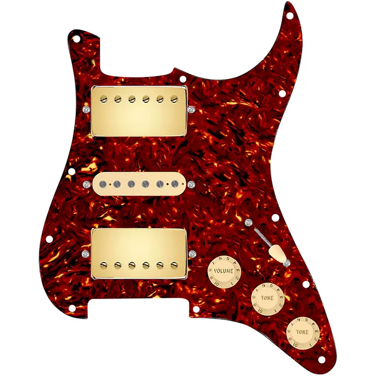 920D Custom HSH Loaded Pickguard for Stratocaster With Gold Smoothie Humbuckers Aged White Texas Vintage Pickups and S5W-HSH Wiring Harness
