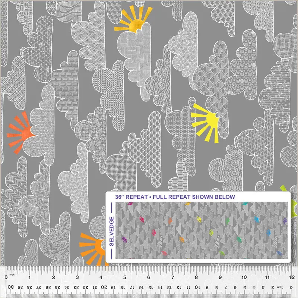1088221 Quilt Back Shayla Wolf 52890W-1DES Grey Head In The Clouds Cotton