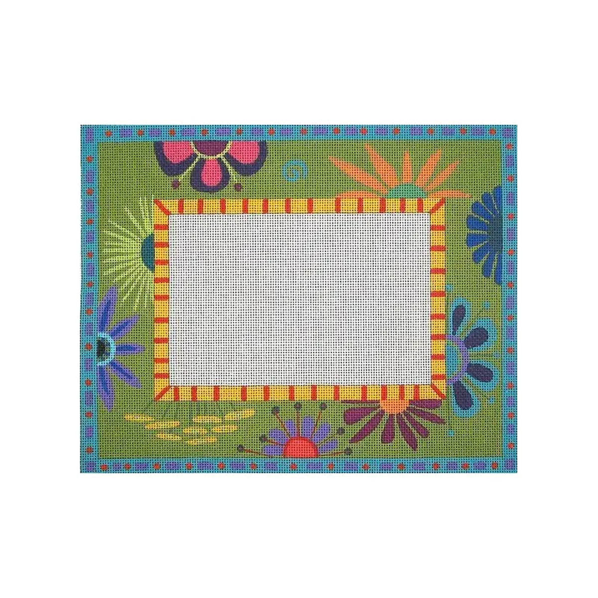 Zecca Garden Flower Frame Needlepoint Canvas