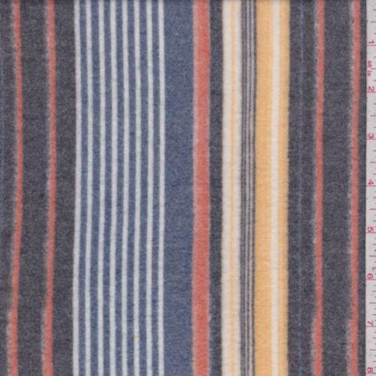 1 78 YD PC-Denim BlueCharcoalYellow Stripe Faux Cashmere Knit Fabric