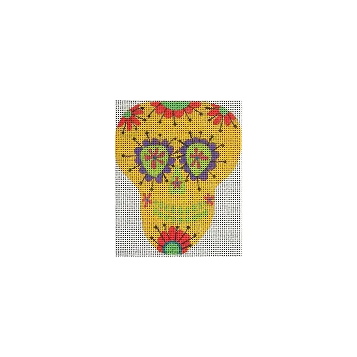 Zecca Mini Sugar Skull Needlepoint Canvas 8211 Yellow