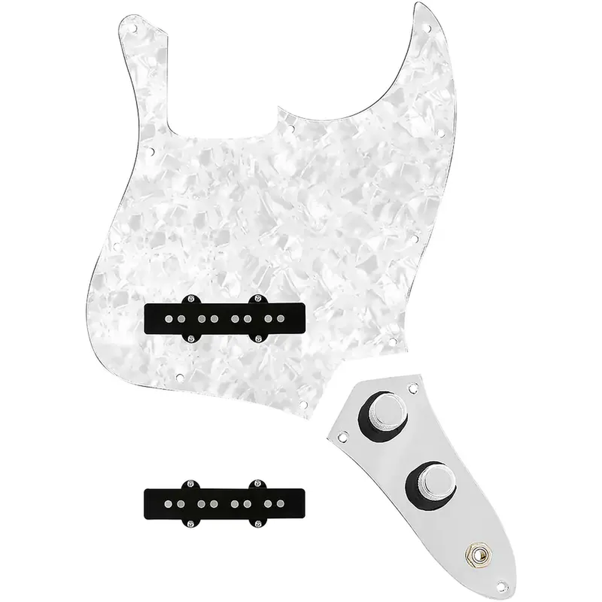 920D Custom Jazz Bass Loaded Pickguard With Drive (Hot) Pickups and JB-CON-CH-BK Control Plate