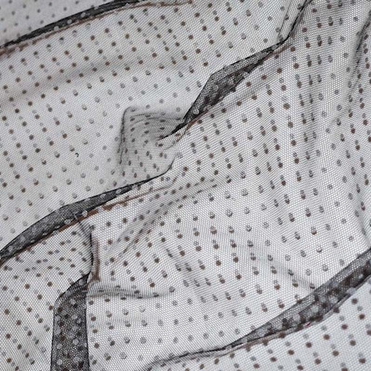 BlackWhite Polka Dot Velvet Flocked Mesh Fabric