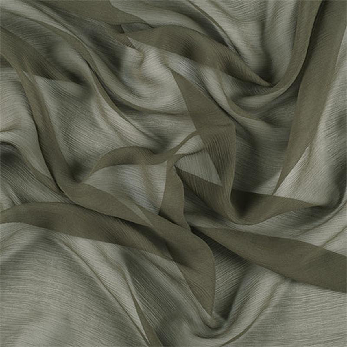 Runway Silks Olive Green Crinkled Silk Chiffon Fabric 8211 Reorderable