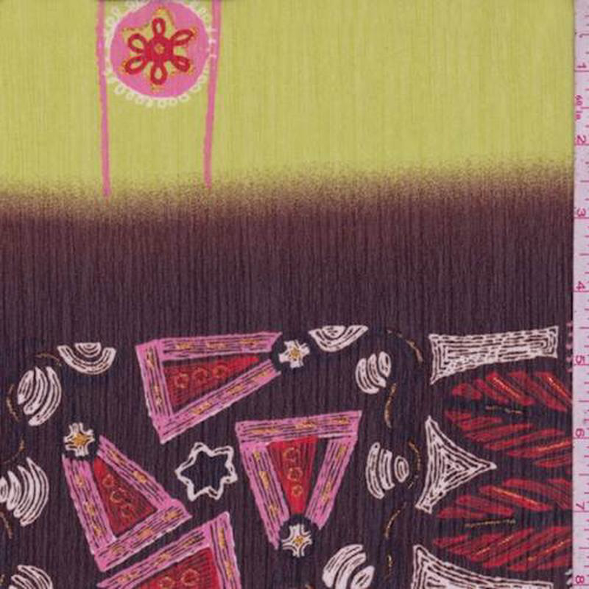 1 YD PC-MochaAvocado Sunburst Crinkle Chiffon Fabric