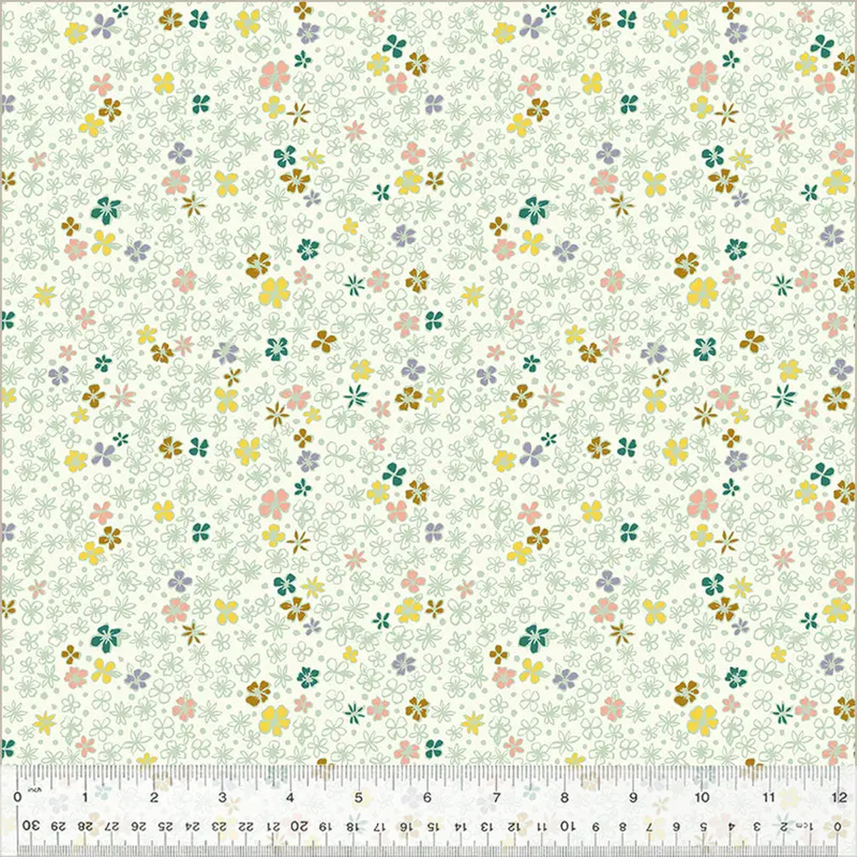 1088221 Quilt Back Jennifer MooreMonaluna 53968W-DES1 Ivory Little Blossom Organic High Density Cotton