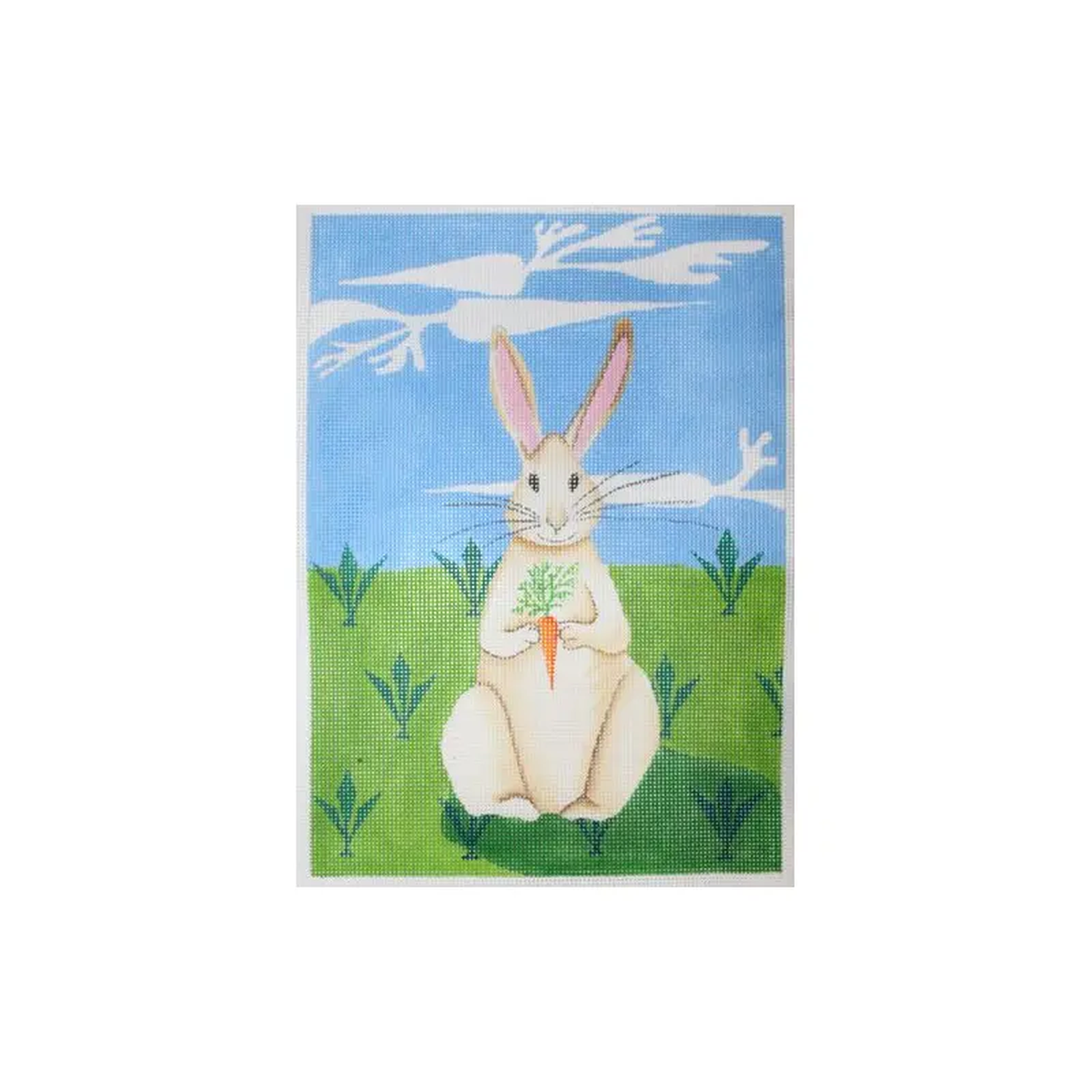 Zecca Bunny in a Field Needlepoint Canvas