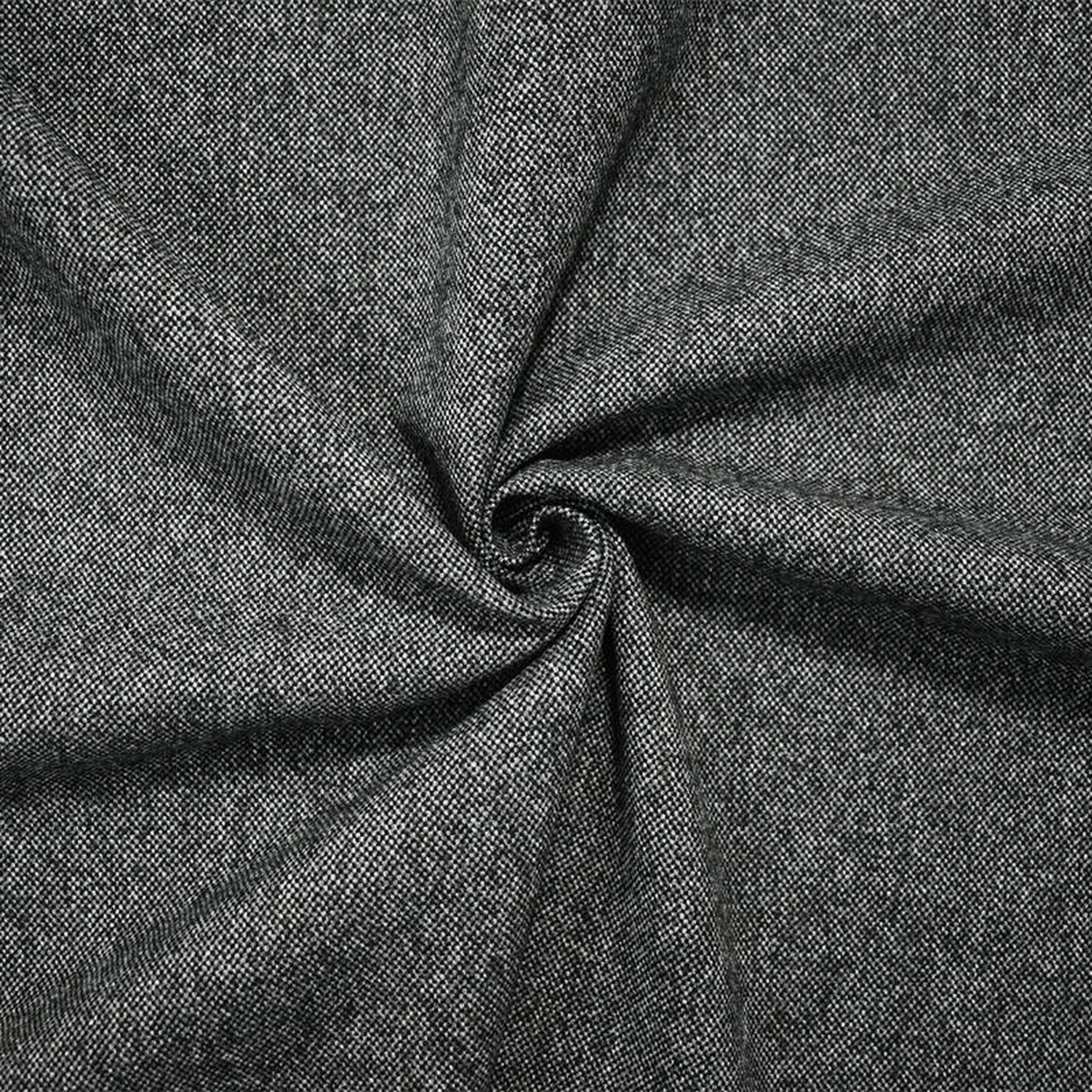 Black-Gray-White Poly-Wool Tweed-Like Woven Jacketing Fabric