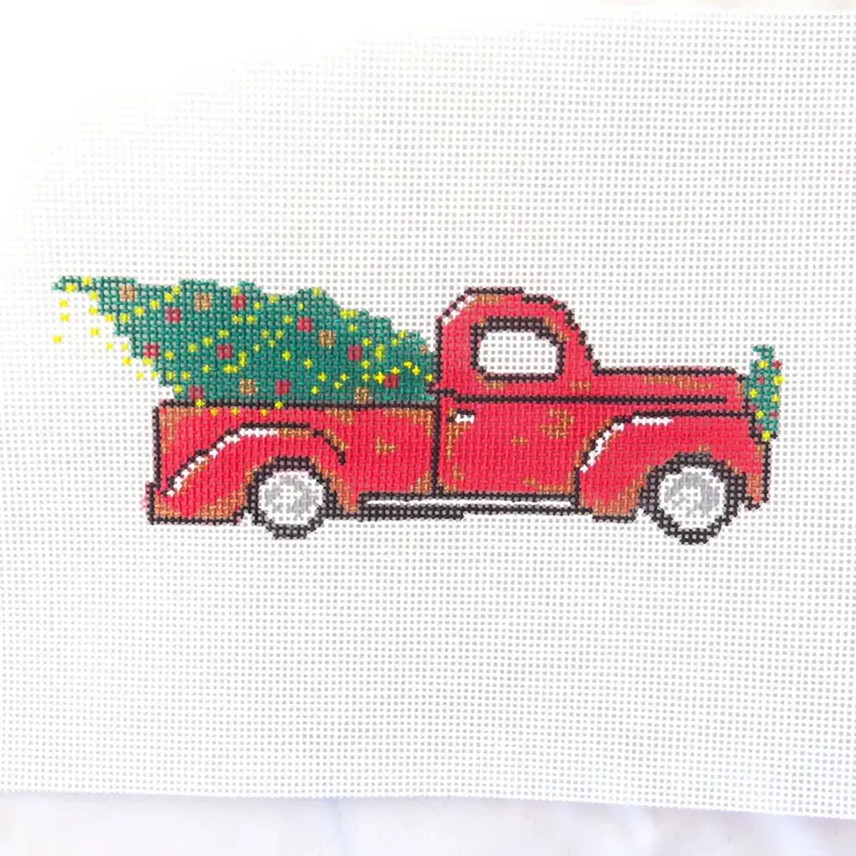Alice 038 Blue Oh Christmas Truck Needlepoint Canvas