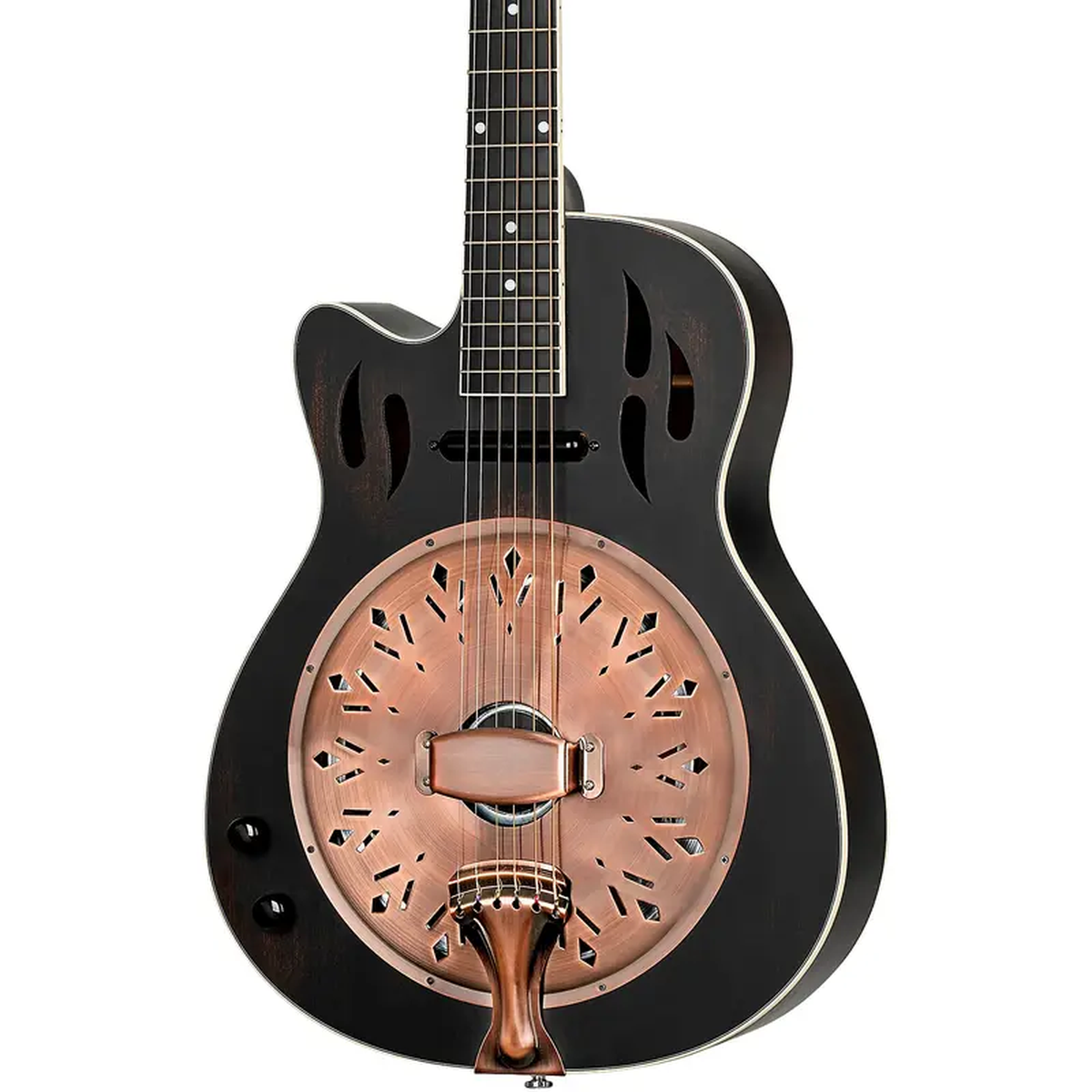 Ortega RRG40CE-DBK Left-Handed Concert Cutaway Acoustic-Electric Resonator Guitar