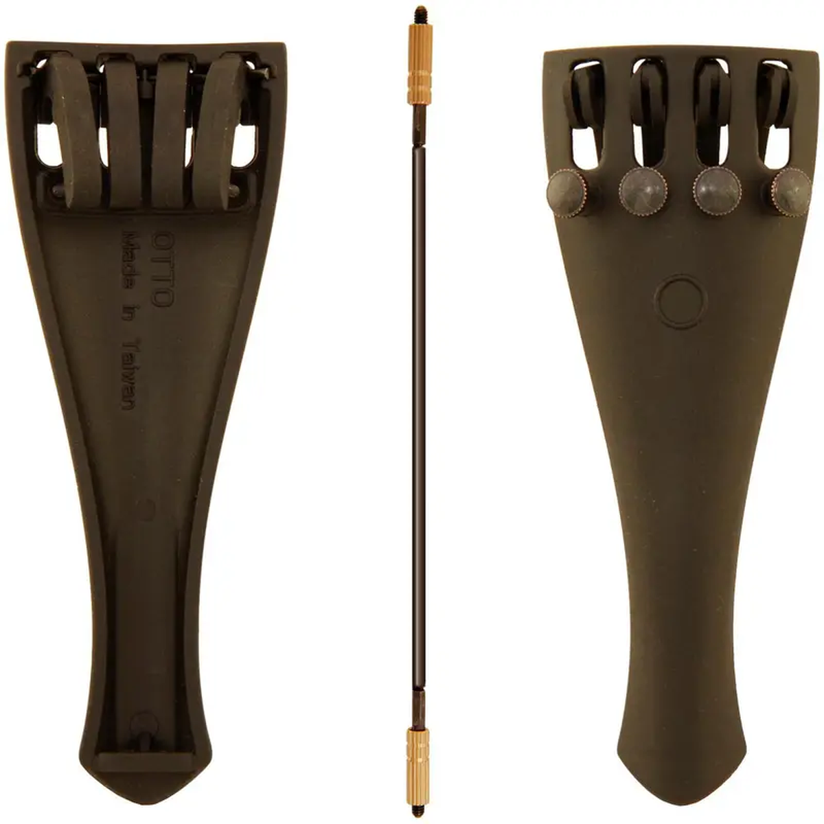 Otto Musica Carbon Composite Viola Tailpiece with Four Built-In Fine Tuners and Braided Steel Tailgut