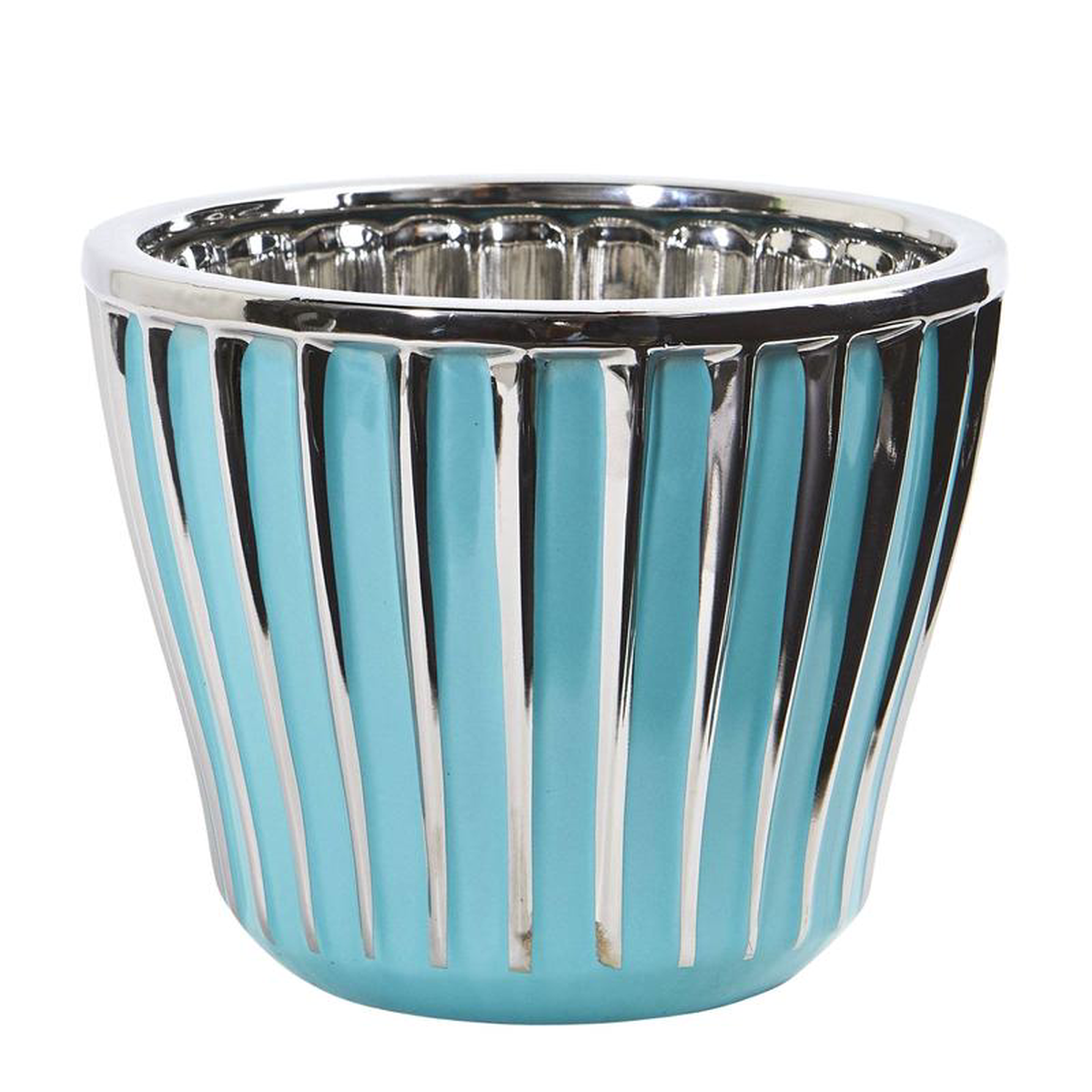 75 Turquoise Vase with Silver Trimming