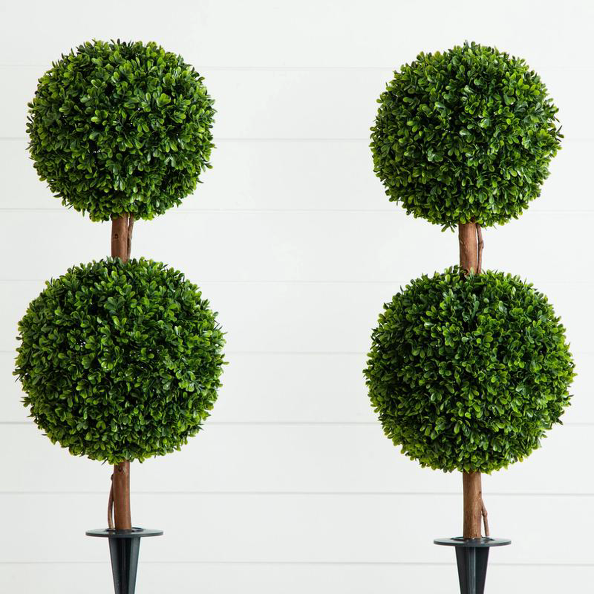 3 UV Resistant Artificial Double Ball Boxwood Topiary with Integrated Ground Stake (IndoorOutdoor) 8211 Set of 2