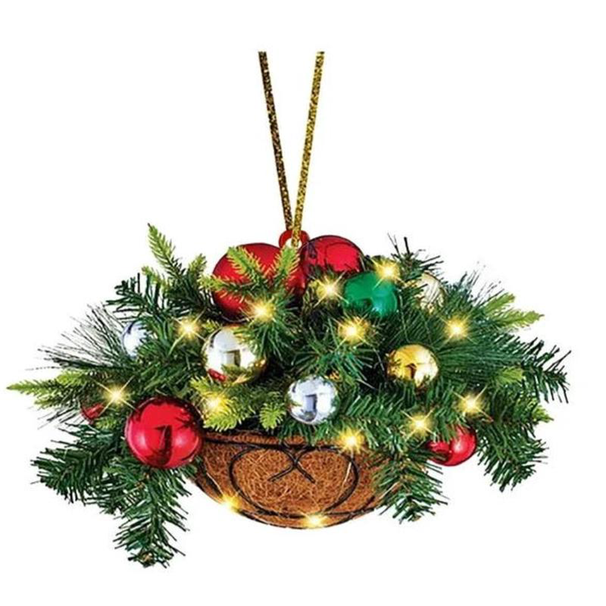 Festive Hanging Basket 8211 The Joy of Baubles and Lights