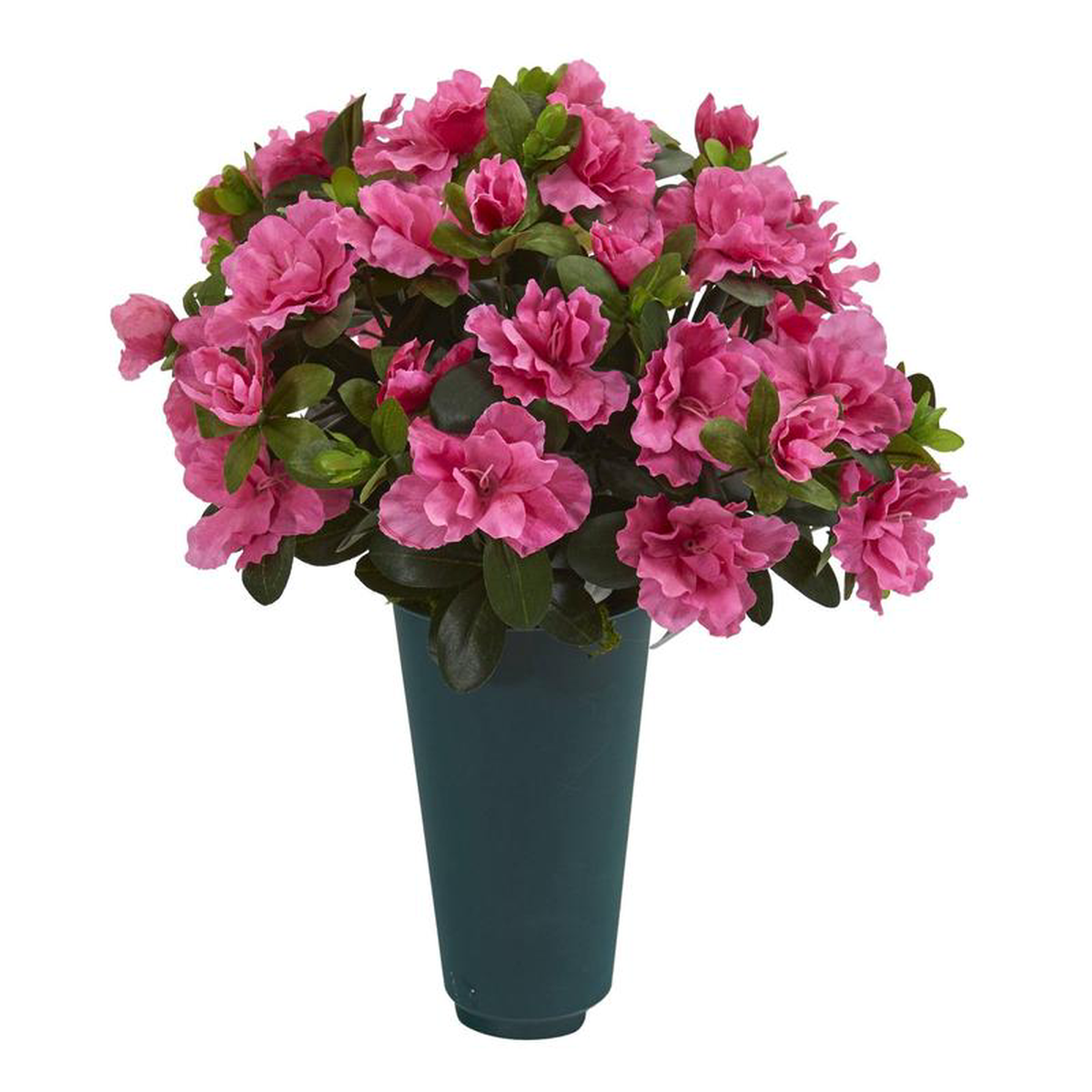 17 Azalea Artificial Graveside Memorial Arrangement in Green Vase