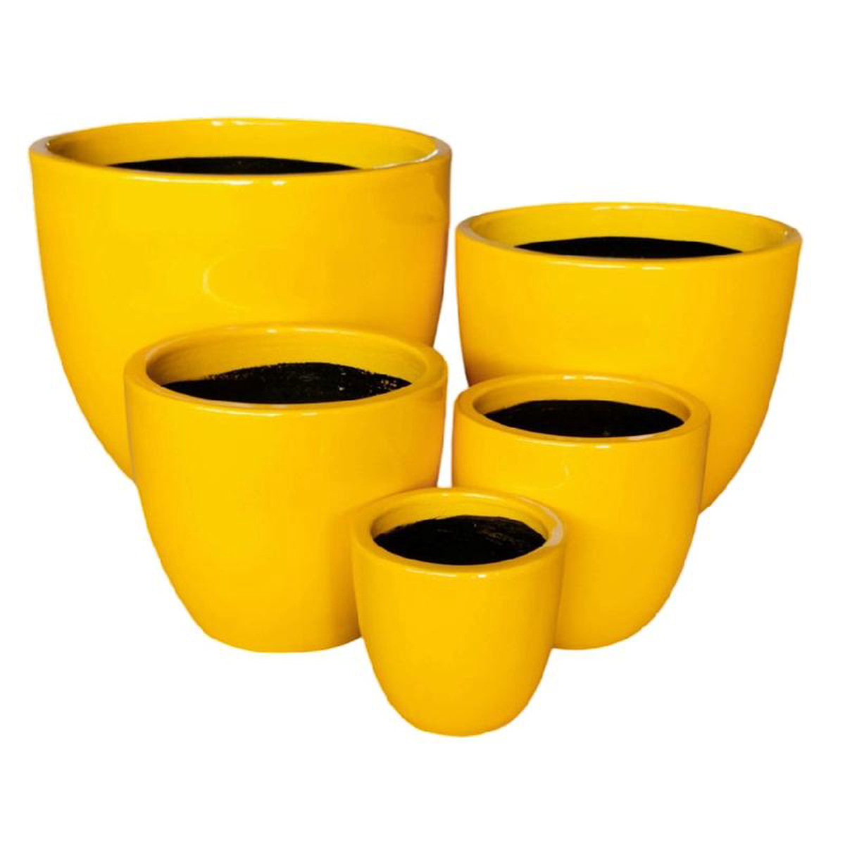 Decor Tall Egg Pot 8211 Yellow 37CM