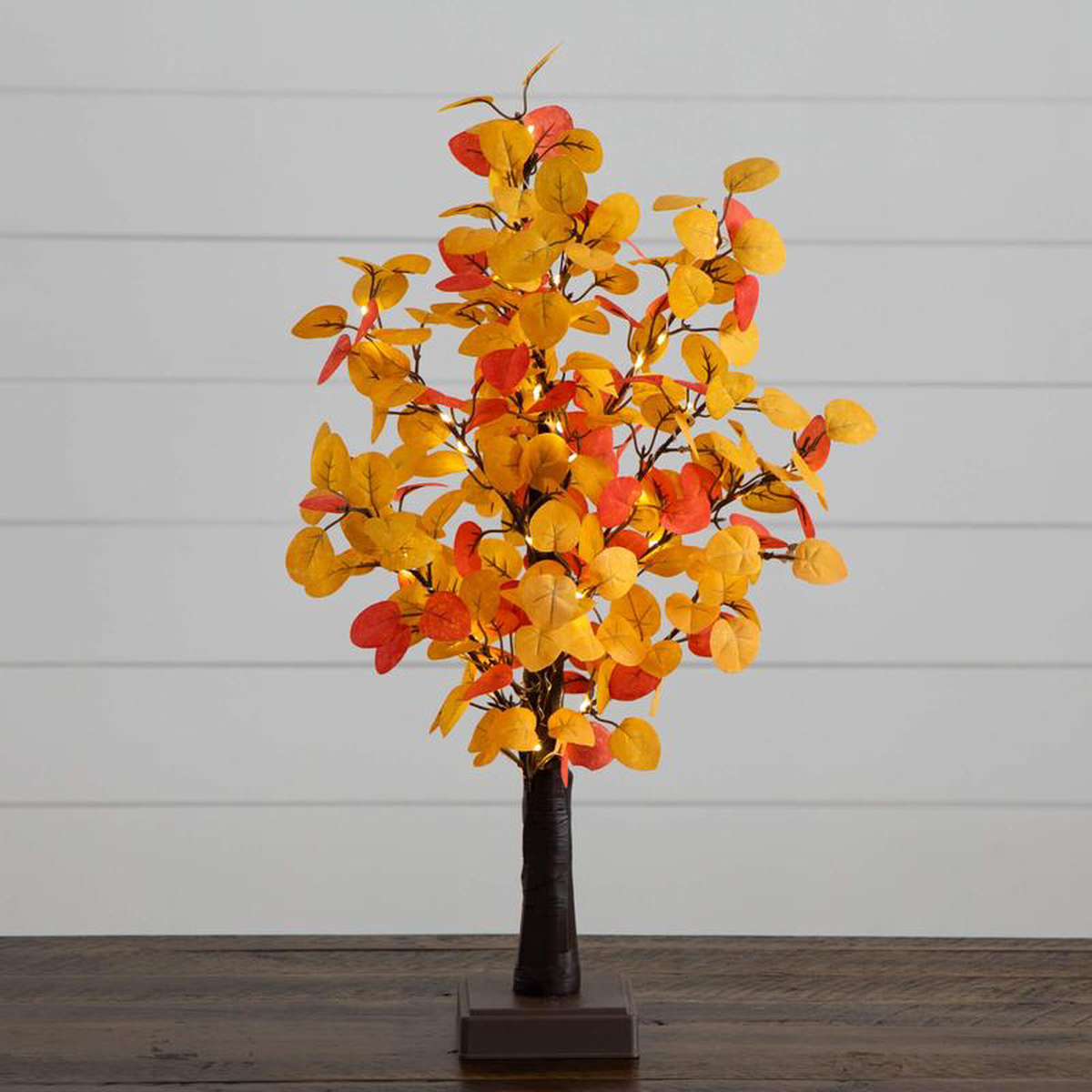 218221 Pre-Lit Bright Autumn Eucalyptus Artificial Fall Tree with 50 Warm White LED Lights and Detachable Base