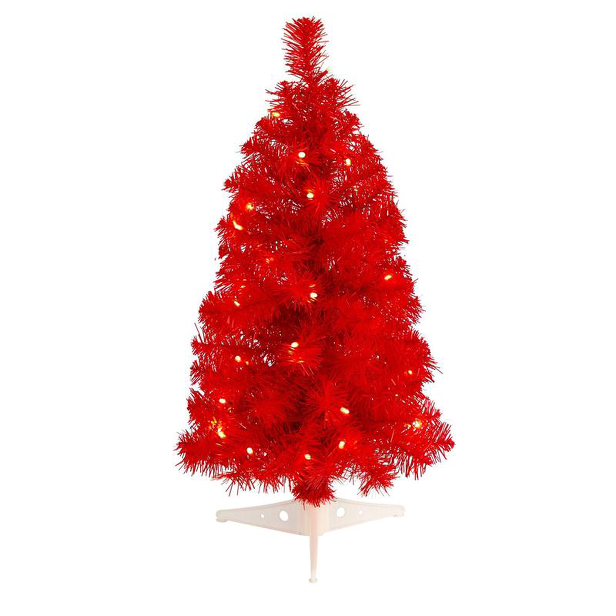 2 Red Artificial Christmas Tree with 35 LED Lights and 72 Bendable Branches