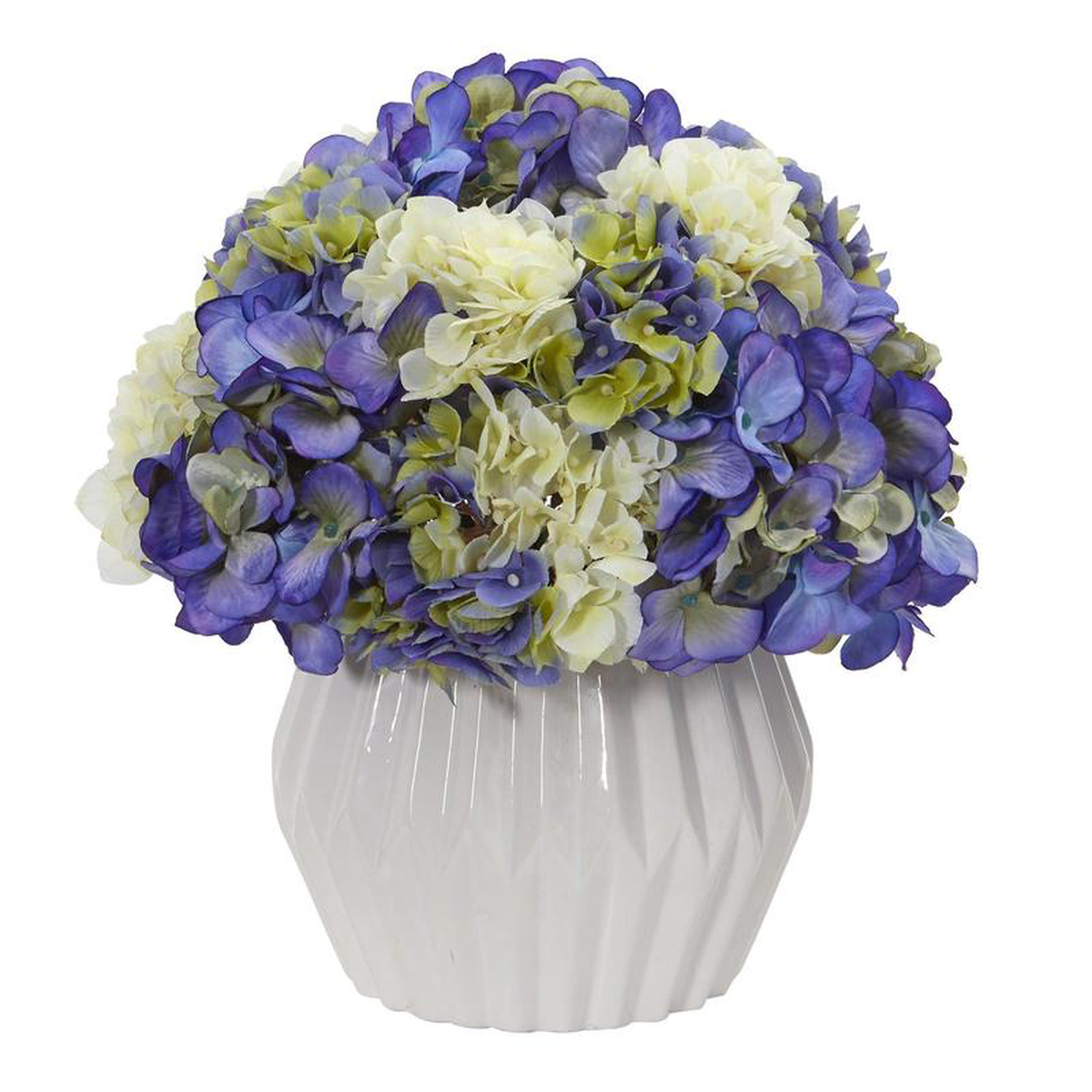 12 Hydrangea Artificial Plant in White Vase