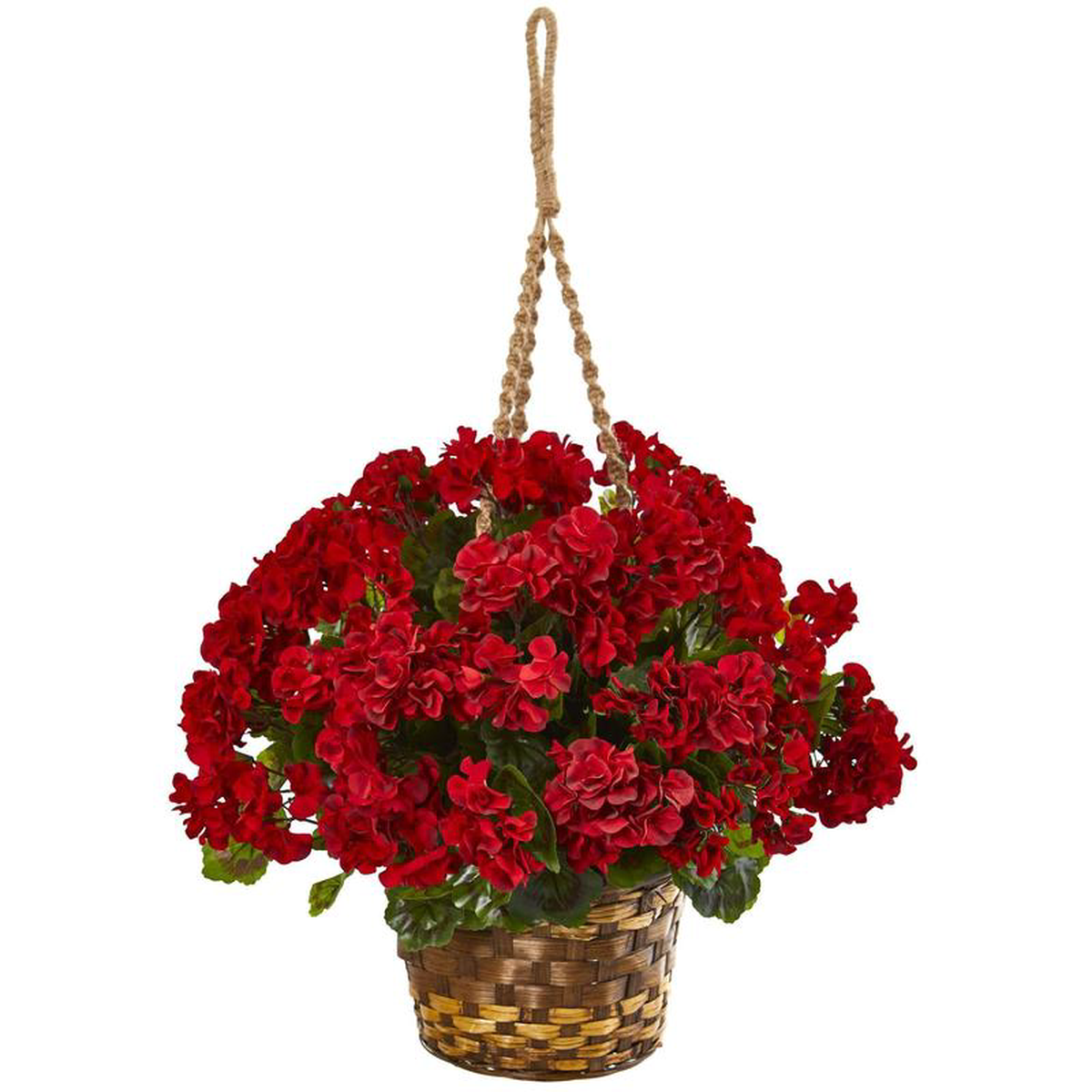 19 Geranium Hanging Basket Artificial Plant UV Resistant (IndoorOutdoor)