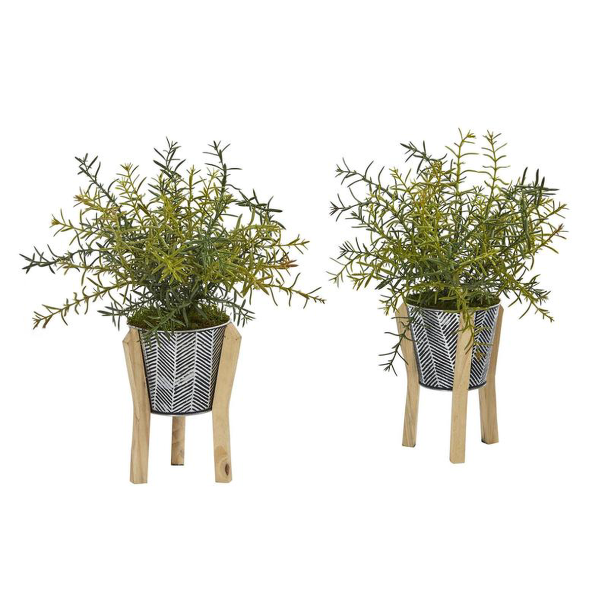 14 Rosemary Artificial Plant in Tin Planter with Legs (Set of 2)