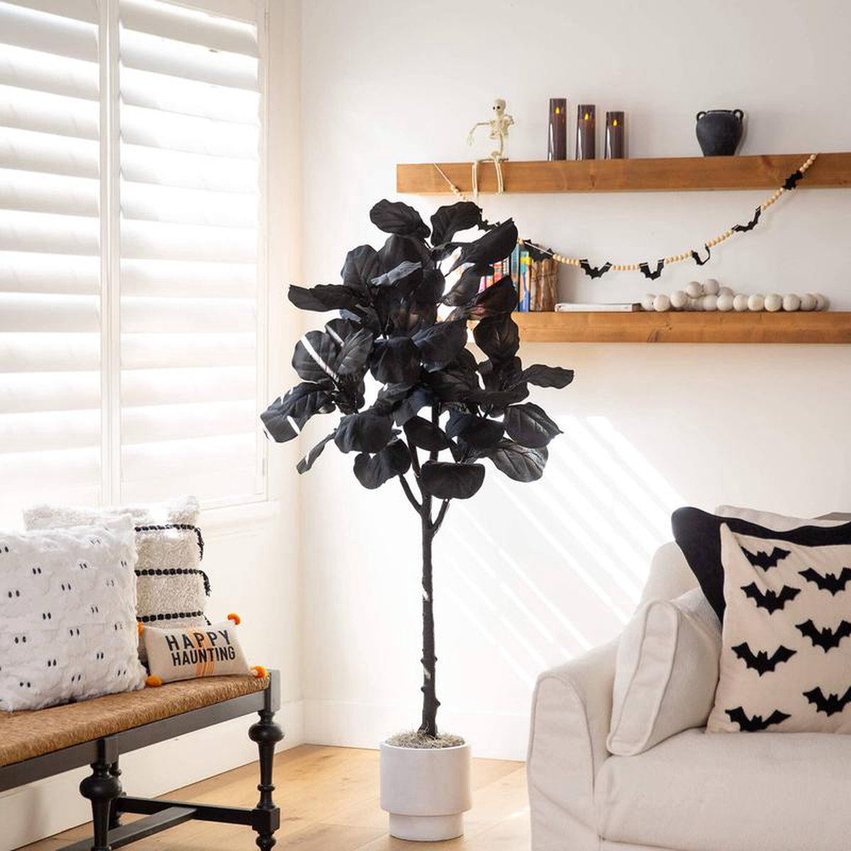 58217 Artificial Halloween Black Fiddle Leaf Tree
